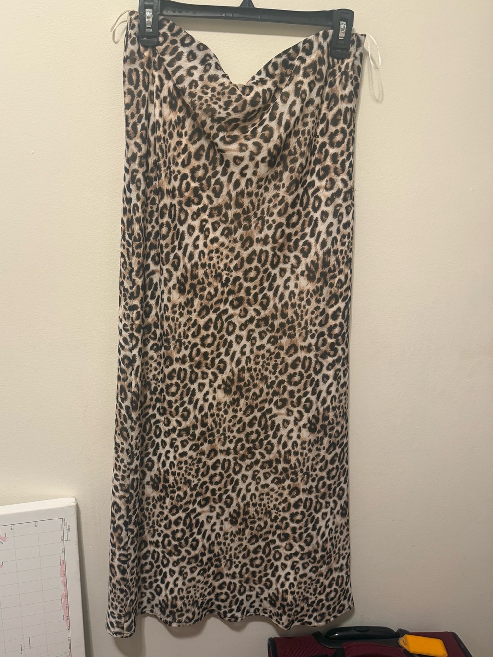 Wayf Leopard Print Maxi Slip Skirt - Brown/Black
